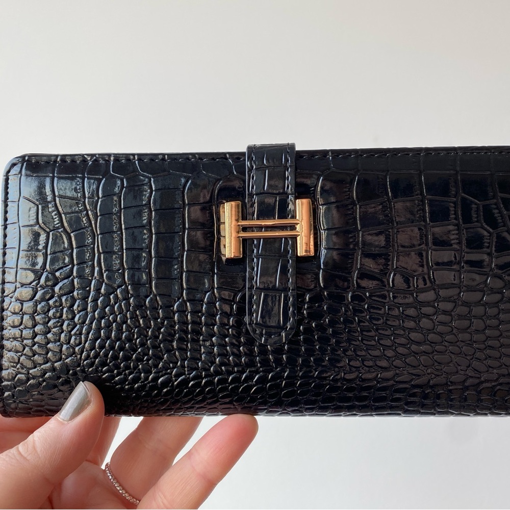🇫🇷French Connection WALLET: long croc wallet in black, women, brand new 🏷️